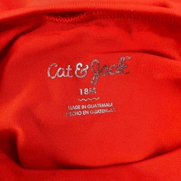 cat & jack Orange Short Sleeve Rashguard Swim Shirt Size 18 Months Kids - Picture 2 of 5